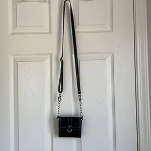 NINE WEST MINII cloth/leather trim bag.